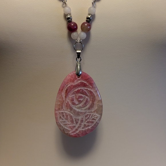 Lemontree Meadow Jewelry - Rose Quartz Pendant and Necklace Handmade